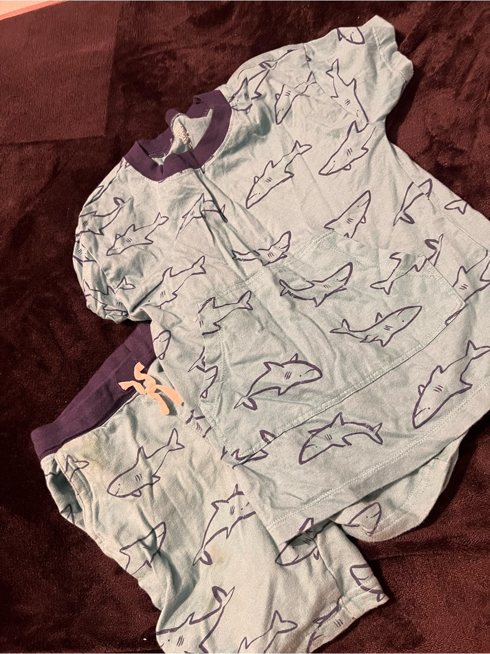 Kids Light Blue Shark Print Set